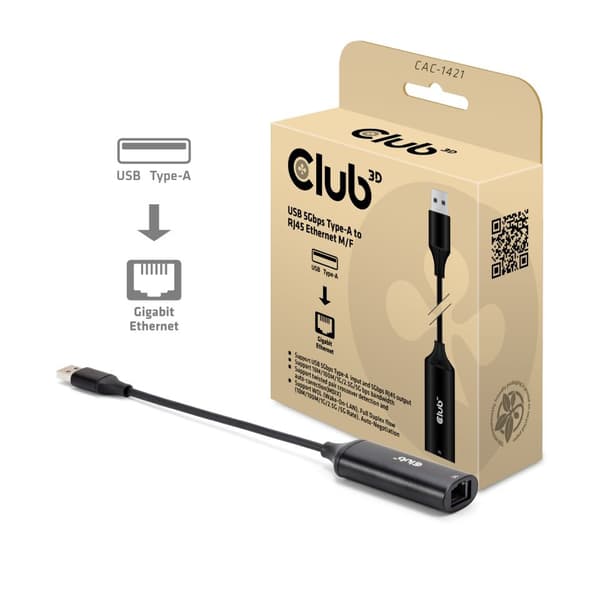 Club 3D USB-A till RJ45 netvärksadapter 5Gbps 24.5 cm