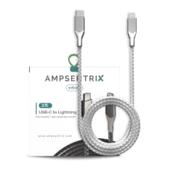 Lightning till USB typ C-kabel (ej MFI) (1 m / 3 fot) (AmpSentrix Infinity) (silver) silver