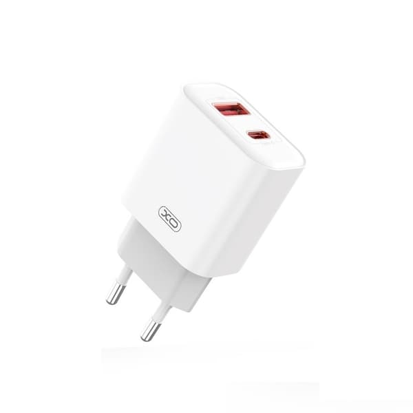 XO väggladdare CE12 PD QC 3 0 20W 1x USB 1x USB-C vit vit