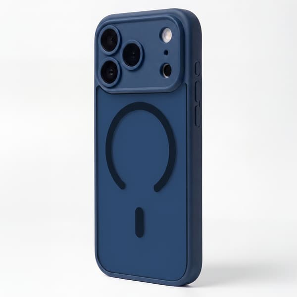 Mag Matt skal för iPhone 16 mörkblå kameraskydd blå