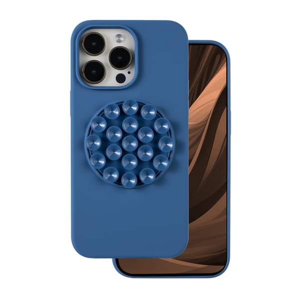 Silikonskal med sugpropp för iPhone 16 Pro Max blå