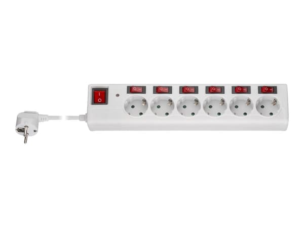 goobay Stikdåse 6-stik 16A vit 5m
