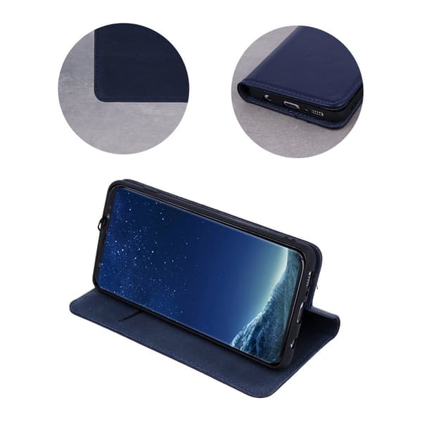 Äkta läderfodral för iPhone 17, air blå
