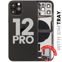 Baksida med laddningsport flex och smådelar för iPhone 12 Pro (EU / Global version) (Begagnad OEM-dragning: Klass C) (Grafit) svart
