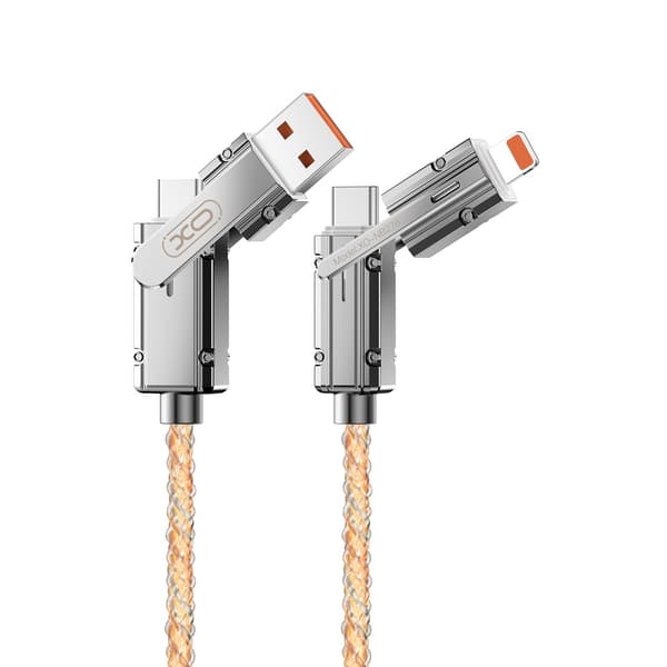 XO-kabel NB276 4-i-1 USB-C - Lightning + USB - USB-C 60W 1,0m grå