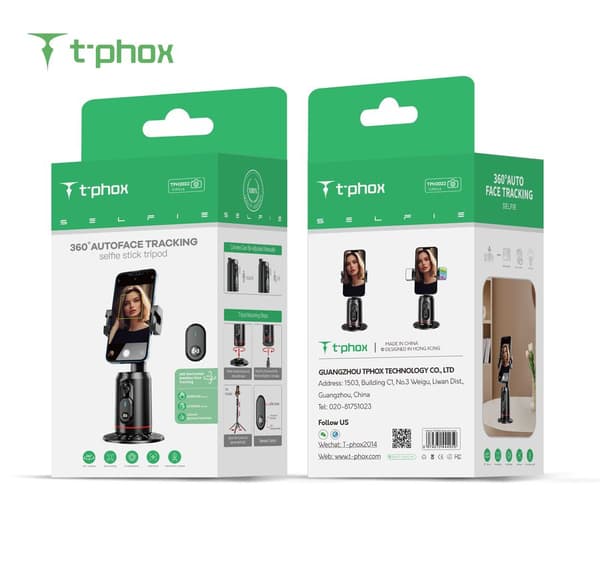 T-PHOX ICIRCLE GIMBAL/STATIV ANSIKTSFÖLJNING AI 360 SVART HÅLLARE