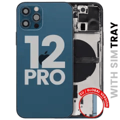 Baksida med smådelar för iPhone 12 Pro (EU / Global version) (Begagnad OEM-del: Klass B) (Stillahavsblå) blå
