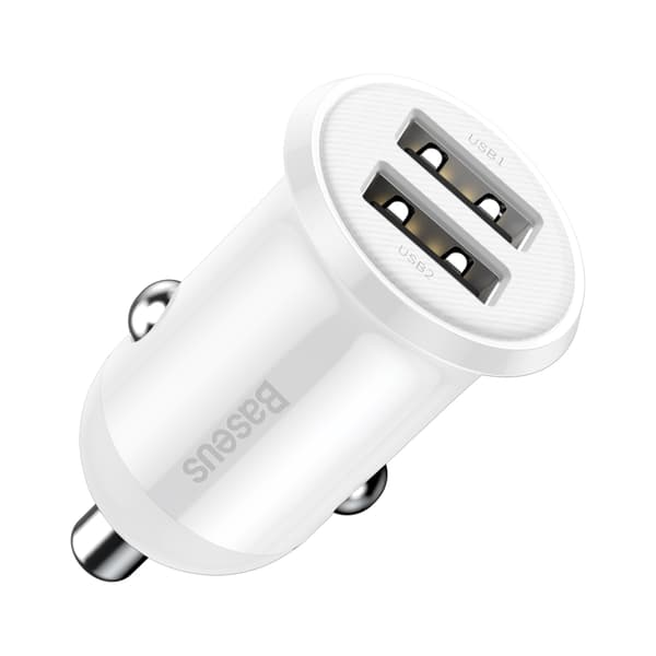 Baseus billaddare Grain Pro 2x USB 4,8A vit vit