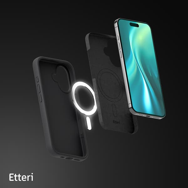 Etteri Silikon Mag skal för iPhone 16 Plus svart