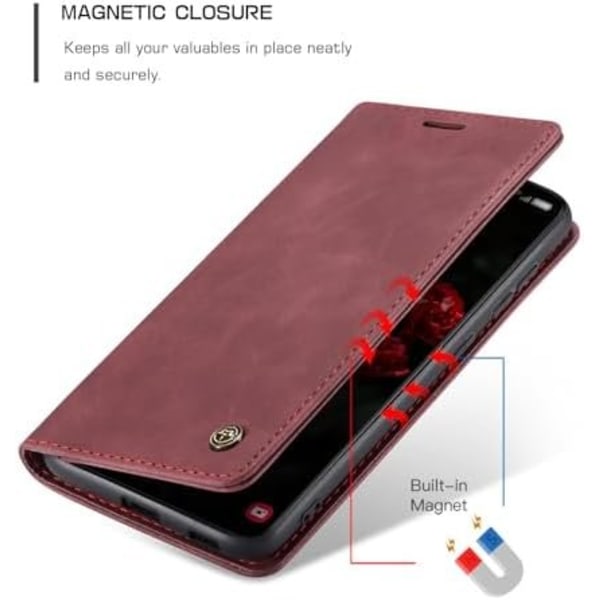 Läderfodral caseme 0013 för Samsung S24 ultra vinröd vinröd