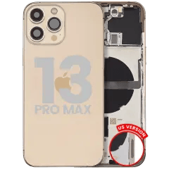 Baksida med smådelar för iPhone 13 Pro Max (amerikansk version) (begagnad OEM-dragning: Grade B) (guld)