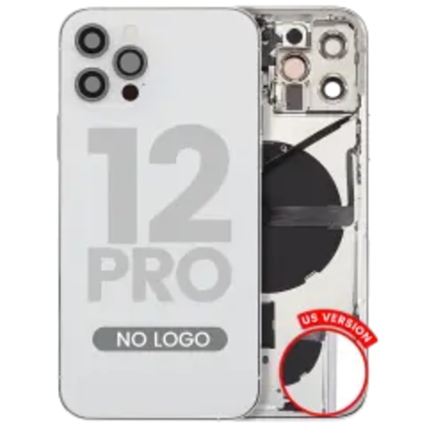 Baksida med smådelar för iPhone 12 Pro (amerikansk version) (Eftermarknad Plus) (Silver)