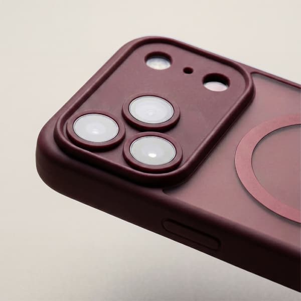 Mag Matt skal för iPhone 16 Pro Max vinröd kameraskydd