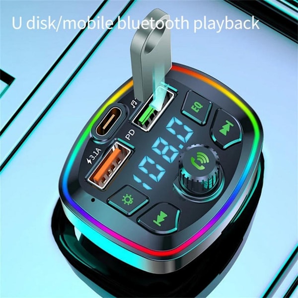 Bluetooth-FM-sändare med PD 18W Typ-C