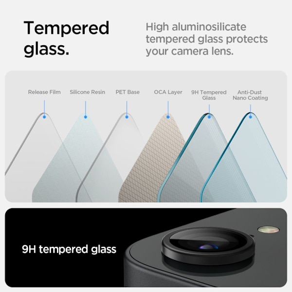 Spigen Optik Pro Glas.tR \"EZ Fit\" Kameraskydd 2-pack för iPhone 16E Svart