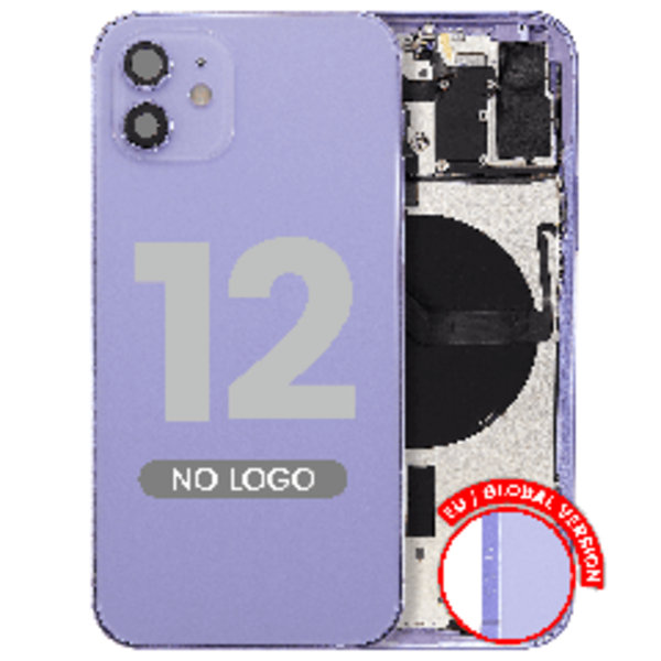 Baksida med smådelar för iPhone 12 (EU / Global version) (Eftermarknad Plus) (Lila)