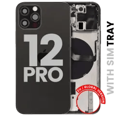 Baksida med smådelar för iPhone 12 Pro (EU / Global version) (Begagnad OEM-dragning: Klass C) (Grafit)