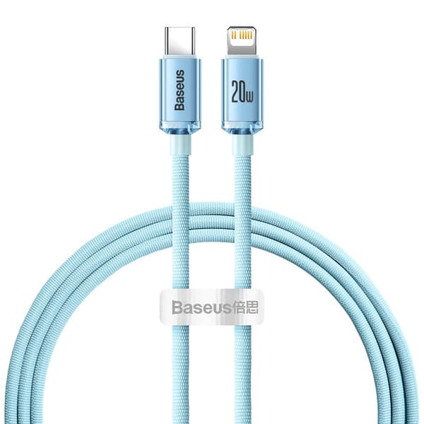 Baseus kabel Crystal Shine USB-C - Lightning 1,2 m 20W himmelsblå