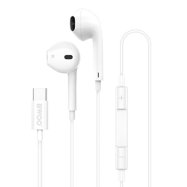 BWOO trådbundna hörlurar HF175 USB-C digitalt gränssnitt vit röd