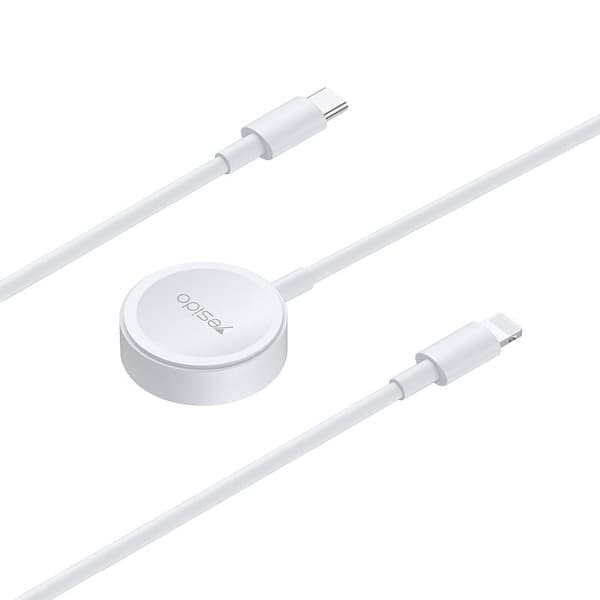YESIDO LADDARE CA113 2I1 FÖR IPHONE WATCH 2,5W + TYP-C/LIGHTNING-KABEL 1,2M 2,4A VIT