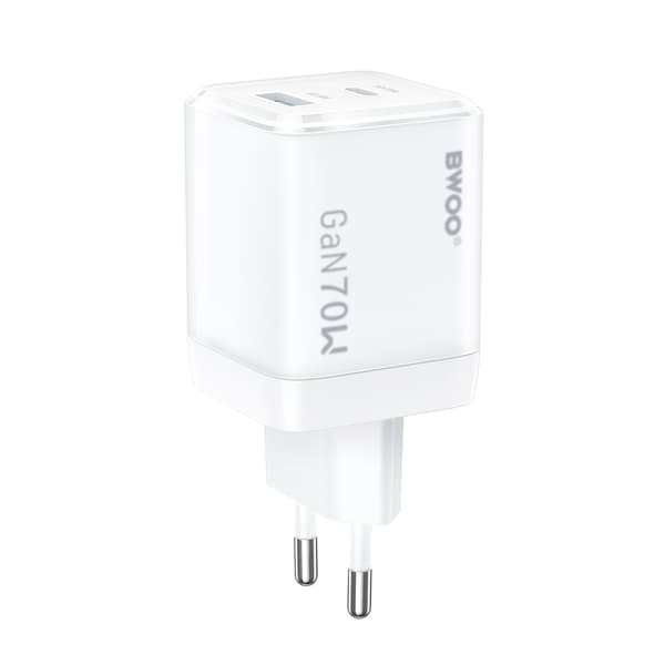 BWOO GaN väggladdare CDA224 QC 70W 1 x USB 1 x USB-C, vit vit