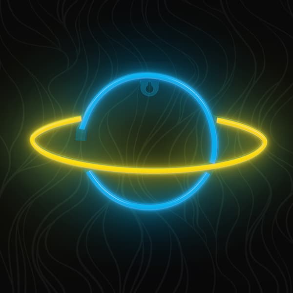 Neon LED-lampa SATURN gul blå Fladdermus + USB FLNE11 Forever Light