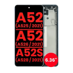 OLED-enhet med ram för Samsung Galaxy A52 4G (A525 / 2021) / A52 5G (A526 / 2021) / A52S 5G (A528 / 2021) (6.36\") (Eftermarknad Plus) (Awesome Bl blå