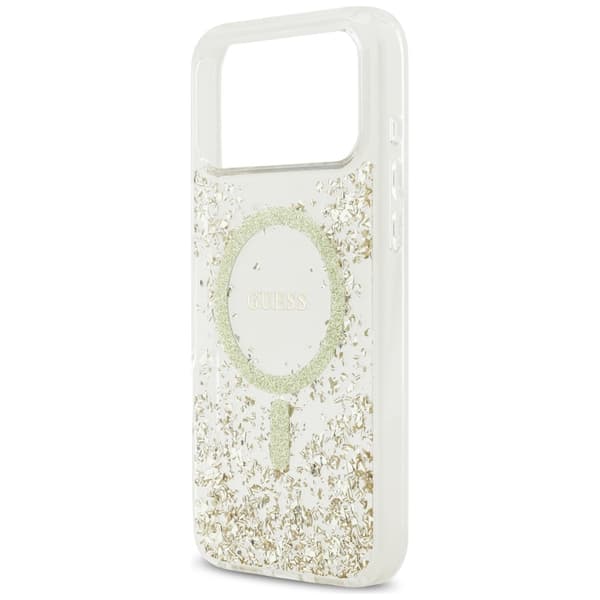 Guess Resin Bottom Glitter MagSafe-fodral för iPhone 17 Pro Max guld