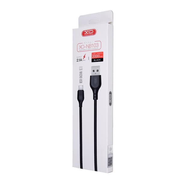 XO kabel NB103 USB - microUSB 2,0 m 2,1A svart svart