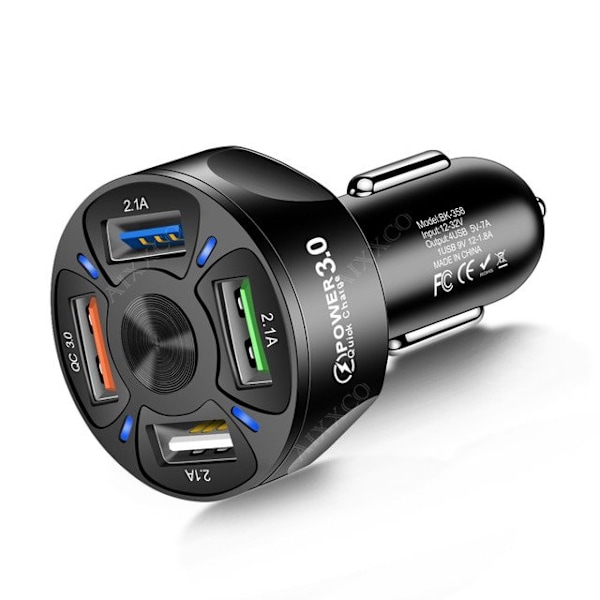 4-portar Snabbladdning USB-billaddare  35W vit vit
