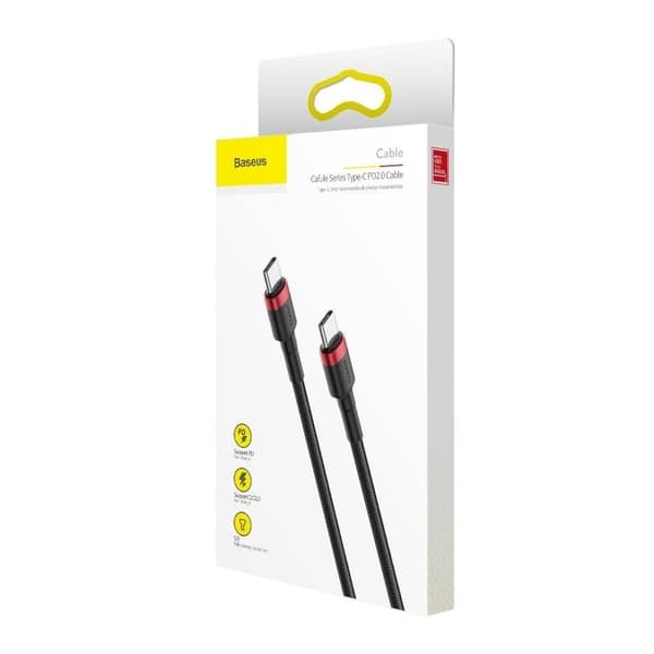 Baseus kabel Cafule PD USB-C - USB-C 2,0 m röd-svart 60W svart