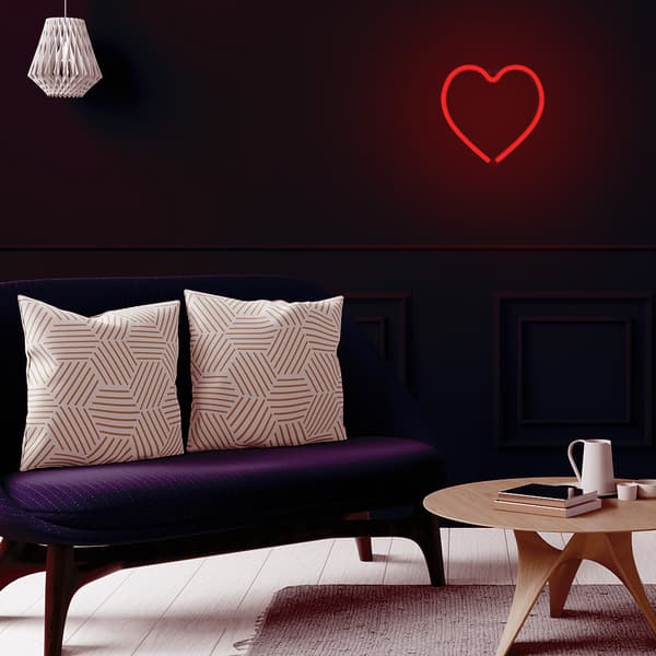 Neon LED-lampa HJÄRTA röd Bat + USB FLNE07 Forever Light