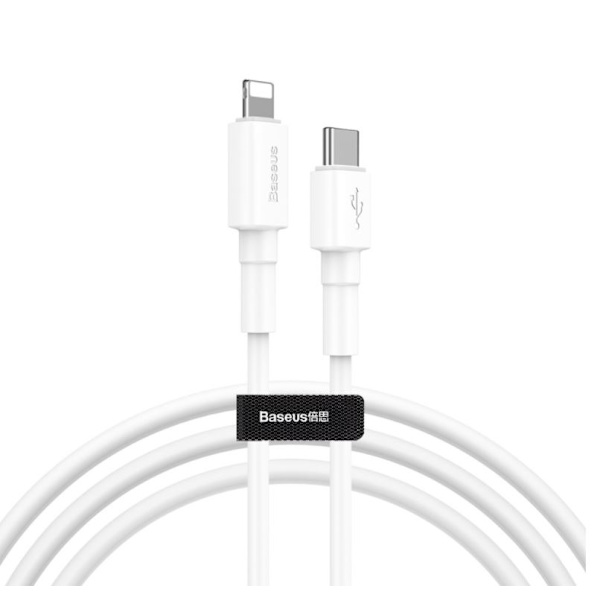 1M Baseus 18W pd Kabel USB-C till Lightning 18W vit