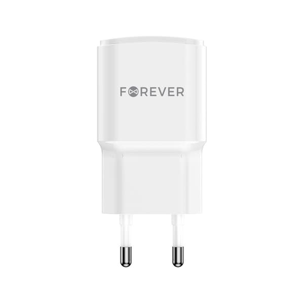 Forever TC-01-20AC PD QC laddare 1x USB-C 1x USB 20W vit