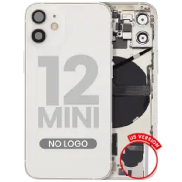 Baksida med smådelar för iPhone 12 Mini (amerikansk version) (Eftermarknad Plus) (Vit)