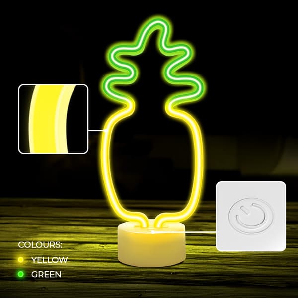Neon LED på stativ PINEAPPLE orange grön USB-C FSC-12 Forever Light