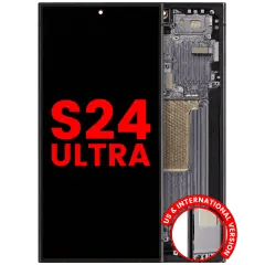 OLED-enhet med ram för Samsung Galaxy S24 Ultra (USA & internationell version) (Eftermarknad Plus) (Titanium Black)