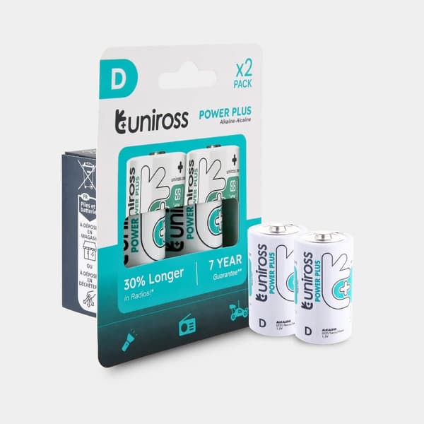 Uniross Batteri 2stk D/LR20 Alkaline POWER PLUS