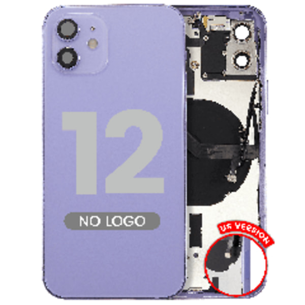Baksida med smådelar för iPhone 12 (amerikansk version) (Eftermarknad Plus) (Lila)