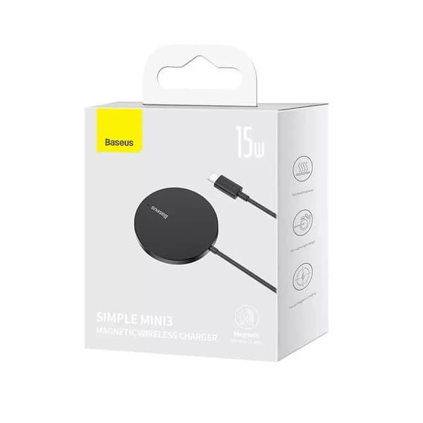 Baseus trådlös laddare Simple Mini 3 15W svart magnetisk
