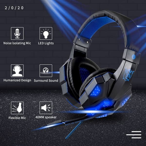 Professionell Gamer Headset för Dator och PS4 röd röd