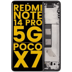 OLED-enhet med ram för Xiaomi Redmi Note 14 Pro 5G / Xiaomi Poco X7 (renoverad) (Midnight Black)