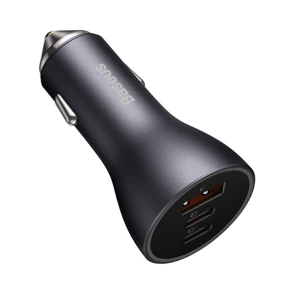 Baseus billaddare Golden Contactor Pro Triple Fast 1x USB 2x USB-C 65W mörkgrå