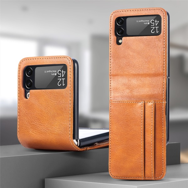 Samsung Galaxy Z Flip4 Plånboksfodral med korthållare brun brun