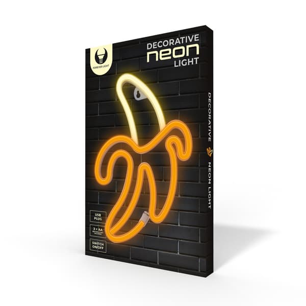 Neon LED lamp BANANA white yellow Bat + USB FLNE10 Forever Light