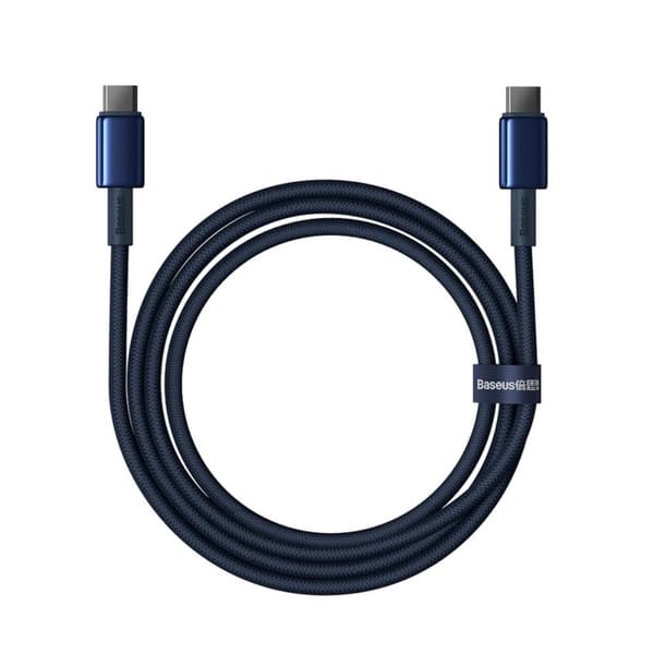 Baseus Tungsten Gold Snabbladdande Datakabel Typ-C till Typ-C 100W 2m Deepsea Blue blå