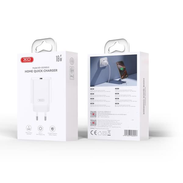 XO väggladdare CE33 QC 18W 1x USB vit