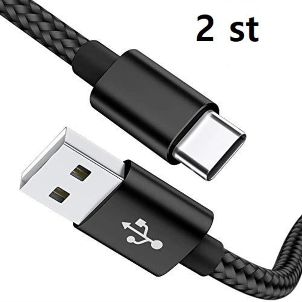 2 st 3 m hög kvalitet usb-c|svart