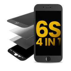 4 i 1 (Frontglas + Ram + Polarisator + OCA förmonterad) för iPhone 6S (Svart) (2-pack) svart