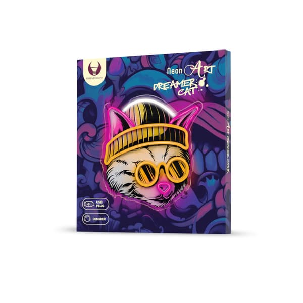 Neon ART LED KATT DRÖMMARE flerfärgad FLA04 Forever Light